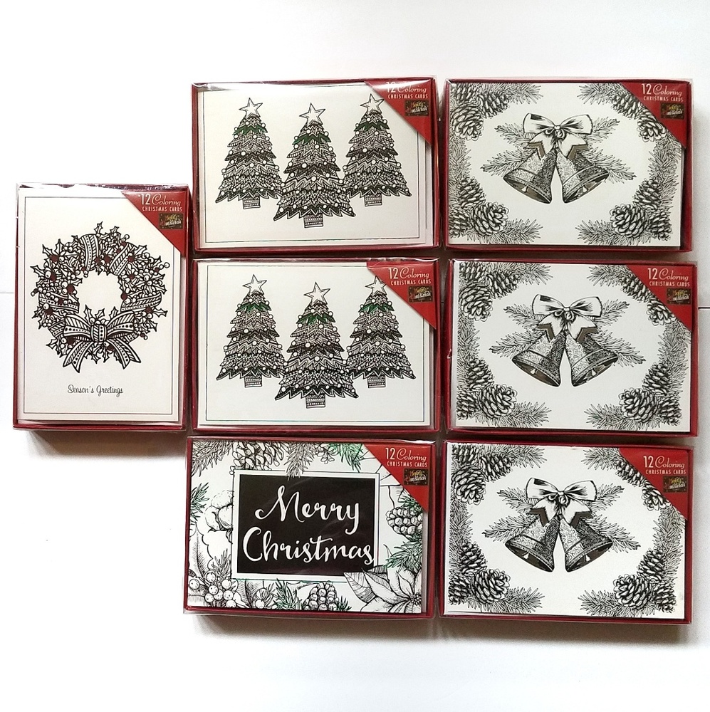 Coloring Christmas Cards 7 sets of 12 cards